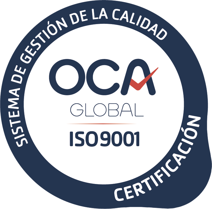 Certificado UNE-EN ISO 9001:2015 por OCA Global, acreditado por ENAC
